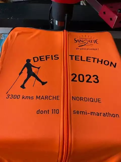 impression sérigraphie pour le défis telethon 2023 Del'Concept